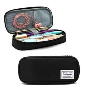 FUXINGYAO Pencil Case, Multi- Slot Pencil Pouch, Portable Pencil Bag, Pen Case for Middle High College School & Office(Black)