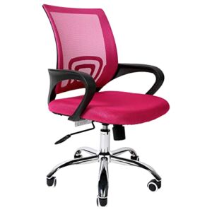 YSSOA Task Ergonomic Mesh Computer Wheels and Arms and Lumbar Support Study Chair for Students Teens Men Women for Dorm Home Office, Adjustable Height, Pink