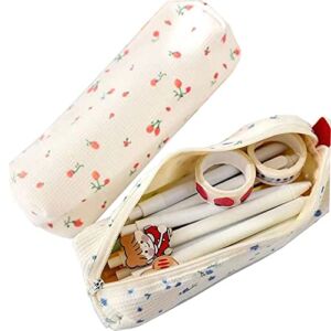 Cute Floral Pencil Case Holder Pens Pouch Bag, 2 Pack Portable Stationery Storage Case Bags Cosmetic Organization (Pink and Blue)
