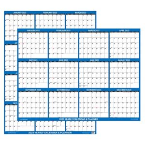 24″ x 36″ SwiftGlimpse 2023 Paper Folded Wall Calendar Large 12 Month Annual Yearly Wall Planner, Reversible, Horizontal/Vertical, Navy