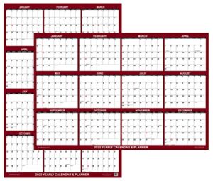 24″ x 36″ SwiftGlimpse 2023 Wall Calendar Erasable Large Wet & Dry Erase Laminated 12 Month Annual Yearly Wall Planner, Reversible, Horizontal/Vertical, Maroon