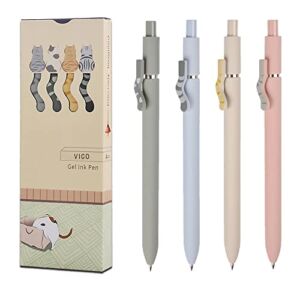 4pcs Cute Cat Ballpoint Kawaii Pens, Colorful 0.5mm Fine Point Retractable Pen, Comfortable Smooth Writing Pens, Quick Dry Black Ink Gel Pens, Cute Pens for Women & School Supplies, Aesthetic pens