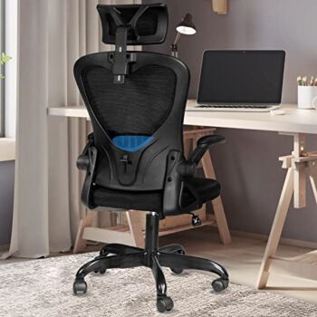 MUZII Office Chair with Headrest, Mesh Office Chair, Ergonomic Mesh Office Chair with Lumbar Support, Desk Chair with Wheels, Task Chair with Arms Executive Office Chair for Home Office Room Black | The Storepaperoomates Retail Market - Fast Affordable Shopping