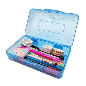 Nuozme Plastic Translucent Pencil Box for Kids, Adult, Student, Pencil Cases with Snap-Tight Lid for Pens, Pencils, School Supplies,Office Supplies,Small Storage Box, Medium Size
