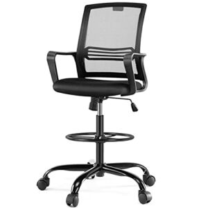 Drafting Chair – Tall Standing Office Desk Chair with Adjustable Foot Ring, Chair with Ergonomic Lumbar Support, Adjustable Height, Breathable Mesh