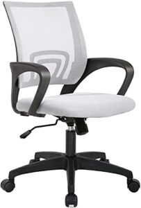HGS Office Chair Ergonomic Computer Desk Chairs Mesh Rolling Chair Executive Chair with Wheels&Armrest, Home Office Task Chair Mid Back Adjustable Chair with Lumbar Support, White