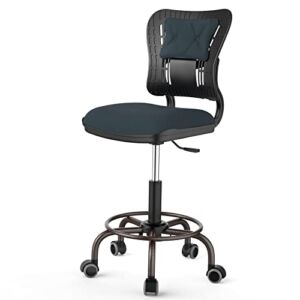 Ergonomic Office Chair Low Back Adjustable Seat Height 360° Task Chair, Rolling Chair with 5 Rolling Castors, Upholstered Armless Executive Comfy Task Chair Without arms (Black and Grey)