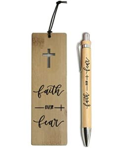 Bamboo Christian Bookmarks for Women and Men Religious Christmas Gift for Church (Faith)