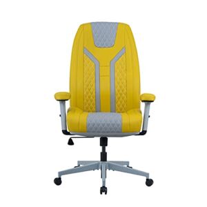 Ergonomic High Back Home Office Chair Adjustable Height Air Cushion Gaming Chair 5 Wheel 360° Swivel Desk Chair Durable Leather Padded Chairs Suitable for Home Office Computer Games (Yellow)