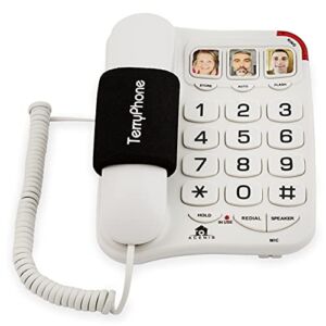 Big Button Phone for Seniors – Corded Landline Telephone – One-Touch Dialling for Visually Impaired – Amplified Ringer with Loud Speaker for Hearing Impaired, Ergonomic Non-Slip Grip