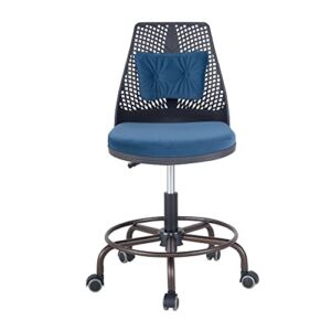 Home Office Desk Chair, Adjustable Height Lumbar Support Ergonomic Chairs with Metal Foot 360°Swivel Chair Durable and Stable Suitable for Study, Working and Playing Games(DarkBlue)