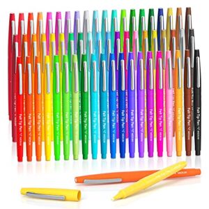 Lelix 60 Colors Felt Tip Pens, Medium Point Felt Pens, Assorted Colors Markers Pens For Journaling, Writing, Note Taking, Planner Coloring, Perfect as Art Office and School Supplies