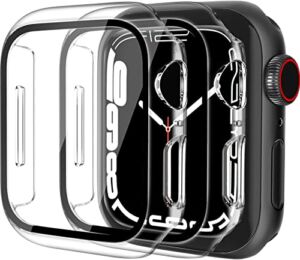 QHOHQ 2 Pack Hard PC Case Compatible with Apple Watch Series 8 41mm & Series 7 41mm with Tempered Glass Screen Protector, Full Coverage, Touch Sensitive, Ultra-Thin HD Bumper Protective Cover – Clear