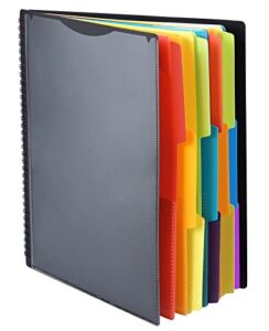 HABGP 24 Pocket Plastic folders with Pockets, 12 Colors Multi Pocket Folder Binder with Dividers, Office Organizer Folder Letter Size School Supplies