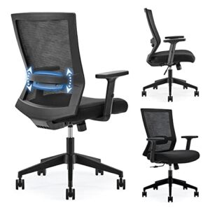 Farini Home Office Chair Computer Ergonomic Mesh Desk Chair with Adjustbale Lumbar Support Armrest Executive Rolling Swivel Mid Back Blue Chair for Teens Students Adult