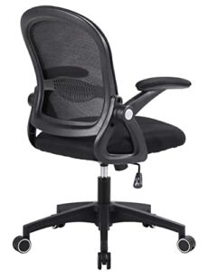 Home Office Chair Ergonomic Desk Chair for Men Adults Mesh Computer Chair Swivel Rolling Executive Task Chair with Flip-up Armrest (Black/Noir)