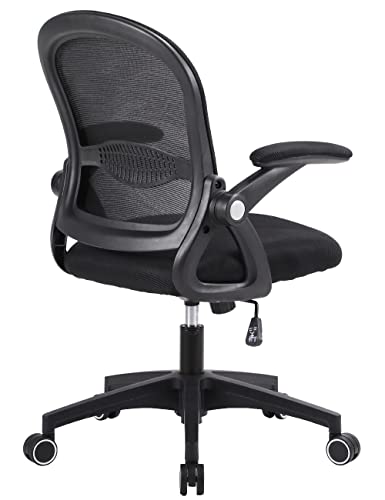 Home Office Chair Ergonomic Desk Chair for Men Adults Mesh Computer Chair Swivel Rolling Executive Task Chair with Flip-up Armrest (Black/Noir) | The Storepaperoomates Retail Market - Fast Affordable Shopping