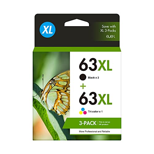 63XL Ink Cartridges Combo Pack Replacement for HP Ink 63 63XL ejet High-Yield Remanufactured for OfficeJet 3830 Envy 4520 4512 Officejet 4650 5255 Deskjet 1112 3634 3632 Printer (2 Black, 1 Tri-color) | The Storepaperoomates Retail Market - Fast Affordable Shopping