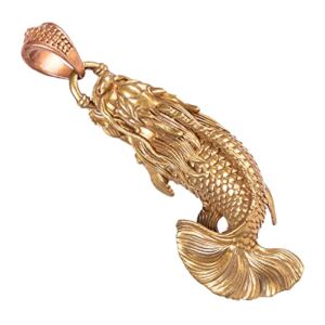 COPPERTIST.WU Dragon Fish Brass Keychain Charm Animal Pendant Necklace DIY Handmade Jewelry Gift Accessories w Keyring
