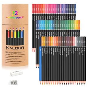 KALOUR Colored Pencils for Adult Coloring Book,Set of 72 Colors,Artists Soft Core with Vibrant Color,Ideal for Drawing Sketching Shading,Coloring Pencils for Adults Beginners kids