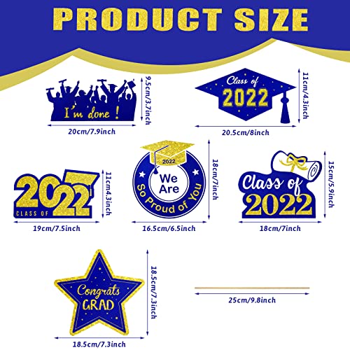 24 Pack Graduation Decorations 2022 Blue and Gold Grad Centerpiece Sticks Table Decor Class of 2022 Party Supplies Table Toppers for Preschool High School College Graduation | The Storepaperoomates Retail Market - Fast Affordable Shopping