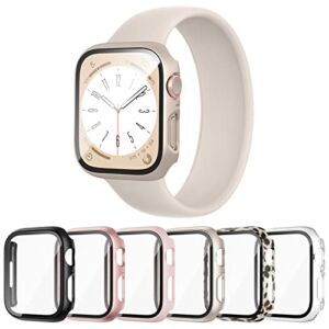 Cuteey 6 Pack Case for Apple Watch 40mm SE 2/SE/Series 6/Series 5/Series 4 with Built-in Tempered Glass Screen Protector, Overall Full Protective Bumper PC Cover for iwatch 40mm Accessories