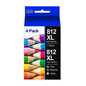T812 812XL Remanufactured Ink Cartridges Replacement for Epson 812 Ink Epson 812XL Ink Cartridges Combo Pack Epson T812XL for Epson Workforce Pro WF-7840 WF-7820 WF-7310 EC-C7000 Printer(4 Pack)