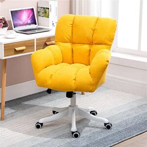FZYUAN Upholstered Office Chair, Modern Mid Back Thickn Swivel Chair, Ergonomic Desk Chair with Adjustable Height, Computer Chair for Home Work Office,Yellow