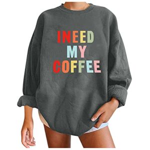 uikmnh Teen Girls Sweatshirt Long Sleeve Coffee Cute Autumn Winter & Spring Blouse Elegant Cotton Crewneck Casual Sweatshirt