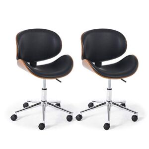THKSBOUGHT Set of 2 Adjustable Mid-Century Office Chairs with Wheels(Black)