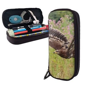 Pu Leather Pencil Case – Eagles Pencil Box With Zippers For School Office Supplies Teen Girl Adult