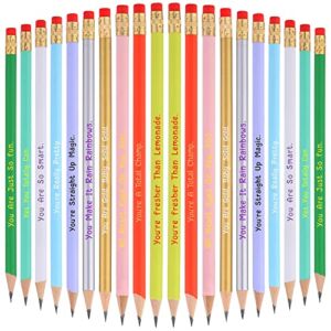 20 Pieces Inspirational Pencils Compliment Pencil Set Cute Pencils with Motivational Sayings Funny Pencils with Erasers Positive Quotes Graphite Pencils for School and Office