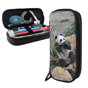 Pu Leather Pencil Case – Precious Panda Pencil Bag With Zippers For School Office Supplies Teen Girl Adult