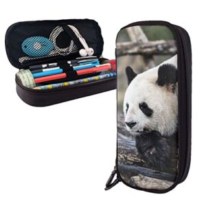 Pu Leather Pencil Case – Panda Animal Pencil Box With Zippers For School Office Supplies Teen Girl Adult
