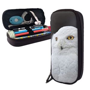 Pu Leather Pencil Case – Whtie Owl Pencil Bag With Zippers For School Office Supplies Teen Girl Adult