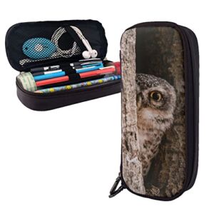 Pu Leather Pencil Case – Cowardly Owl Pencil Pouch With Zippers For School Office Supplies Teen Girl Adult
