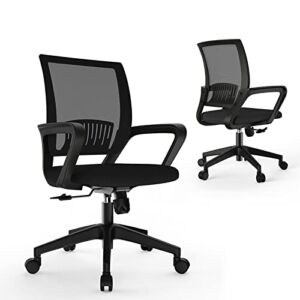 YKCUL 2 Pack Office Chair Black Desk Chair Ergonomic Office Chair with Mesh and Waist Support Computer Chairs for Bedrooms Height Comfortable Adjustable Conference Room Chair