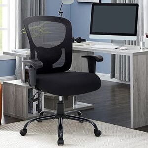 Best Home Product Mesh Desk Chairs Big and Tall Office Chair Ergonomic Weight Limit 400 lbs Heavy Duty Task Chair with Wheels and Adjustable Arms & 23 Inch Wide Seat,Black (BHP-083TB-BLACK)