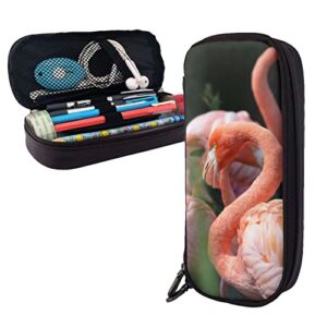 Pu Leather Pencil Case – Pink Flamingo Pencil Box With Zippers For School Office Supplies Teen Girl Adult