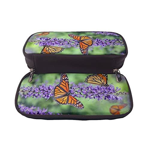 Pu Leather Pencil Case – Lavender And Butterfly Pencil Pouch With Zippers For School Office Supplies Teen Girl Adult | The Storepaperoomates Retail Market - Fast Affordable Shopping