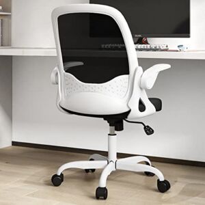 Sytas Office Chair Ergonomic Desk Chair Rolling Swivel Mesh Computer Task Chair with Flip-up Arms and Adjustable Height，for Adults and Kids，White