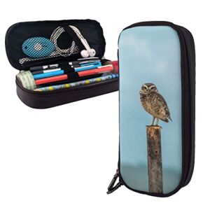 Pu Leather Pencil Case – Lonely Owl Pencil Bag With Zippers For School Office Supplies Teen Girl Adult