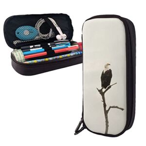 Pu Leather Pencil Case – The Eagle Pencil Pouch With Zippers For School Office Supplies Teen Girl Adult