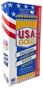 Cra-Z-Art U.S.A. Gold Pre-sharpened American Wood Cased #2 HB Yellow Pencils, 60 Pack