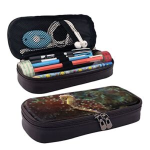 Pu Leather Pencil Case – Aquarium A Hippocampus Pencil Bag With Zippers For School Office Supplies Teen Girl Adult