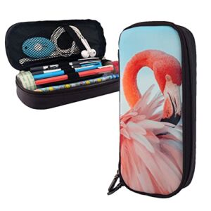 Pu Leather Pencil Case – Flamingo Feather Pencil Box With Zippers For School Office Supplies Teen Girl Adult