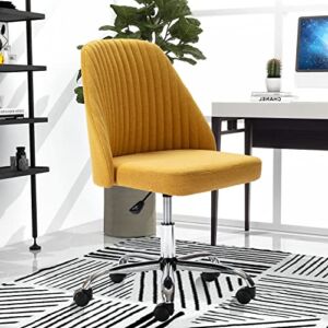 SMUG Home Office Desk Chair, Office Chairs Desk Chair Rolling Task Chair Computer Chair Adjustable with Wheels Armless for Bedroom, Vanity Chair for Makeup Room, Living Room Yellow