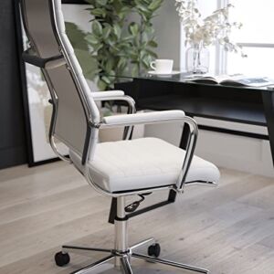 Merrick Lane Stockholm White High Back Faux Leather Home Office Chair with Pneumatic Seat Height Adjustment and 360° Swivel