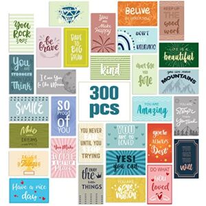300 Pcs Inspirational Cards Encouragement Cards Mini Positive Affirmations Cards Colored Kindness Motivational Cards Appreciation Cards for Business Student Kids Teachers Gifts 30 Styles 2 x 3.2 Inch