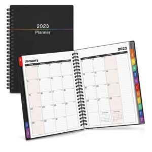 Dunwell 2023 Planner Weekly Monthly (6×8.25″, Colorful), 2023 Small Planner Book, Mini Agenda 8 x 6, 14 Months Calendar Planner, Monthly Tabs, Bookmark, Notes, Bonus Pocket, Stickers